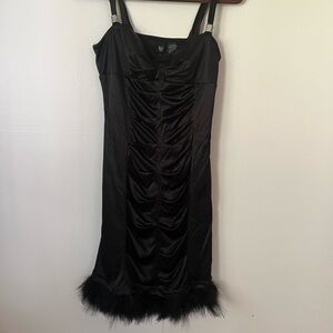 Custom Vintage Black Dress w/ Feather Detailing